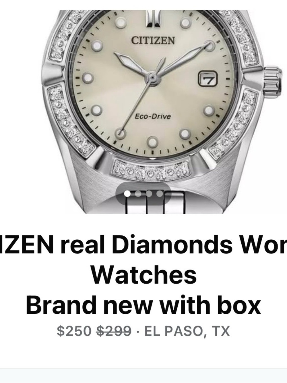 Citizen Stainless Steel Diamond Accent Watch - Silver, Cream